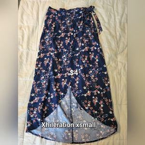 Xhileration Blue Floral Wrap Skirt